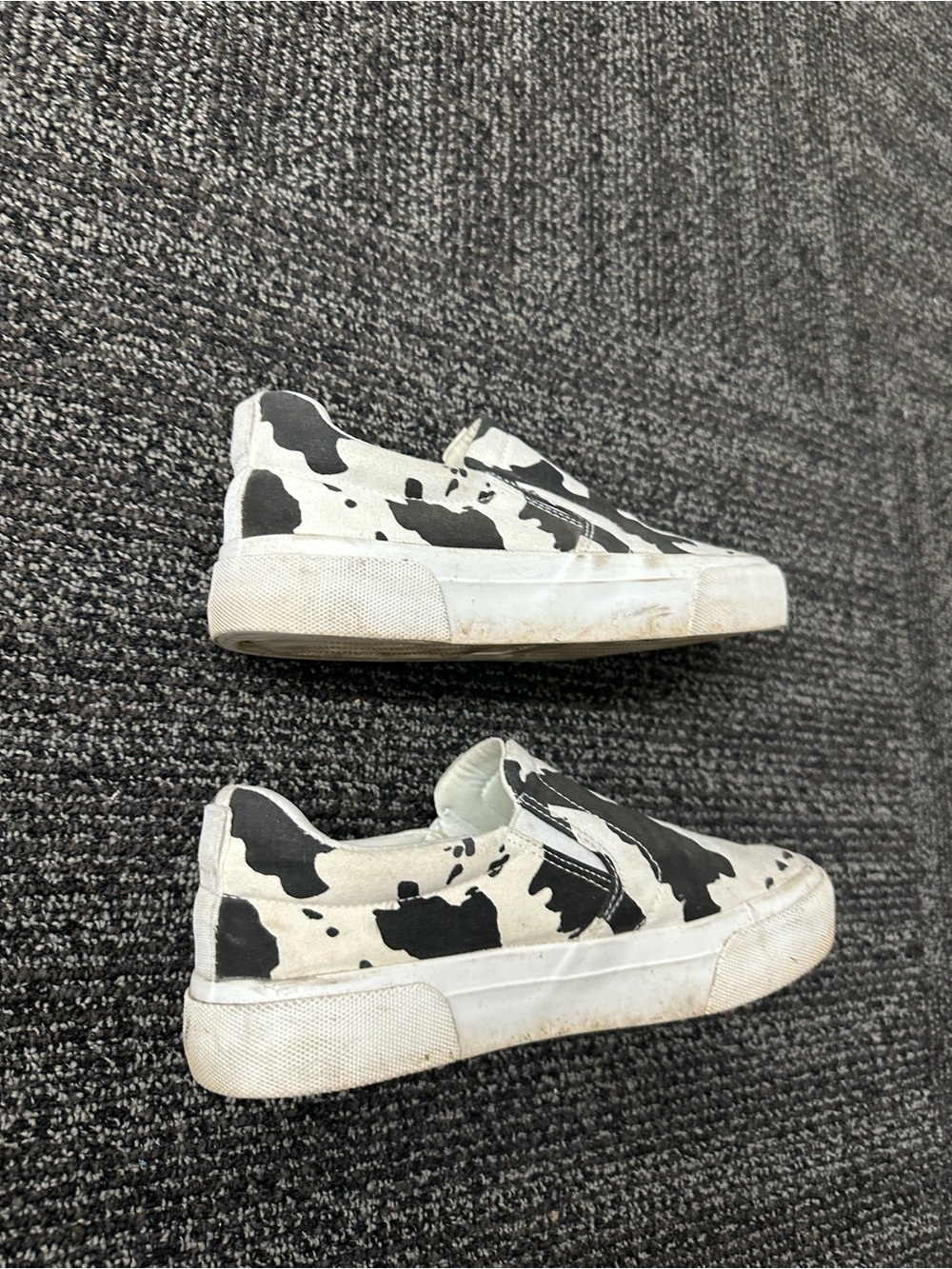 Jenn Ardor Black White Cow Print Slip-On Canvas Sneakers US 6.5 - Picture 6 of 11